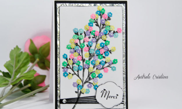 Carte Brodée : Arbre en fleurs