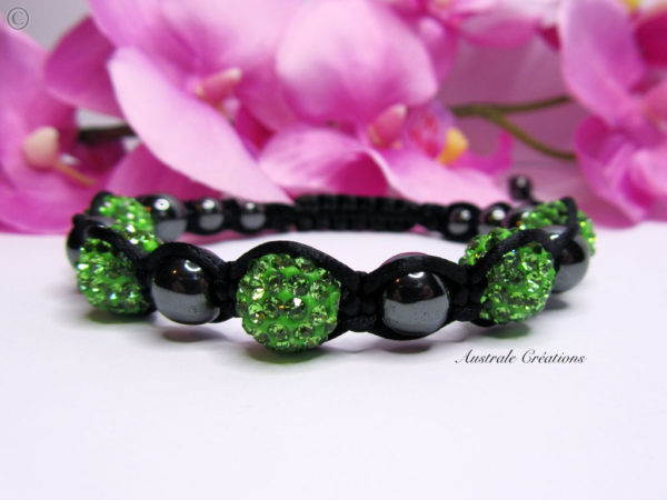 SHAMBASTAR Bracelet Shamballa Mixte Cordon : noir - Strass : doré