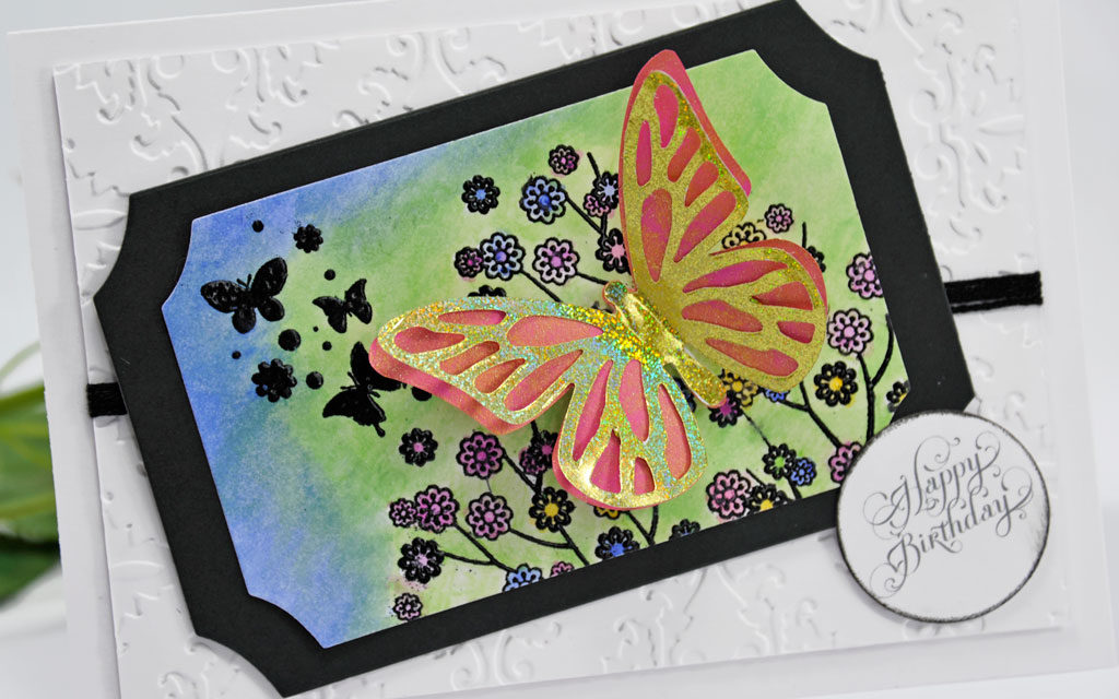 Carte 3D, Aquarelle : Papillons
