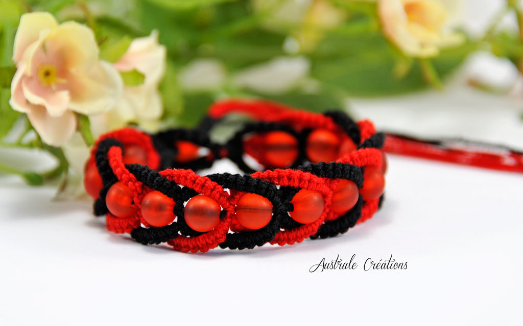 Bracelet « Intertwining » Rouge & Noir