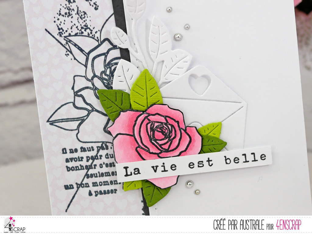 Cartes pour toutes occasions en blanc, rose, vert et une touche de gris anthracite avec de jolies roses, feuillages et couronne.
