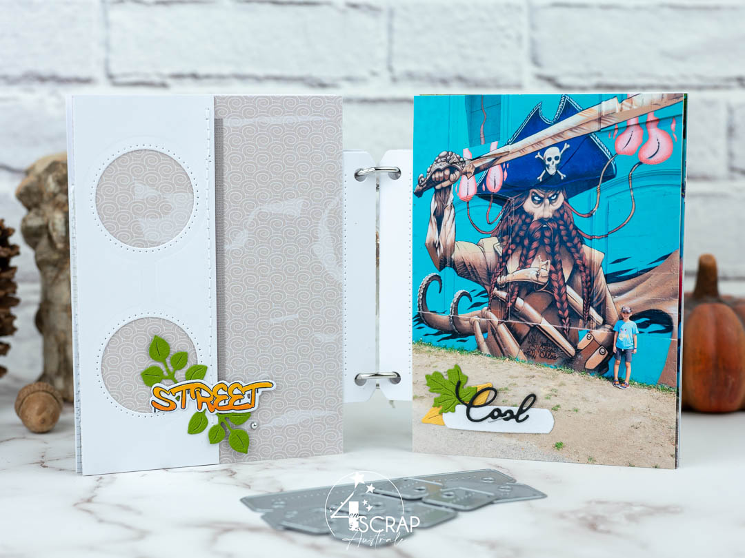 Souvenirs : Création d'un mini album sur le thème des vacances et du street art avec la nouvelle collection de 4enscrap.