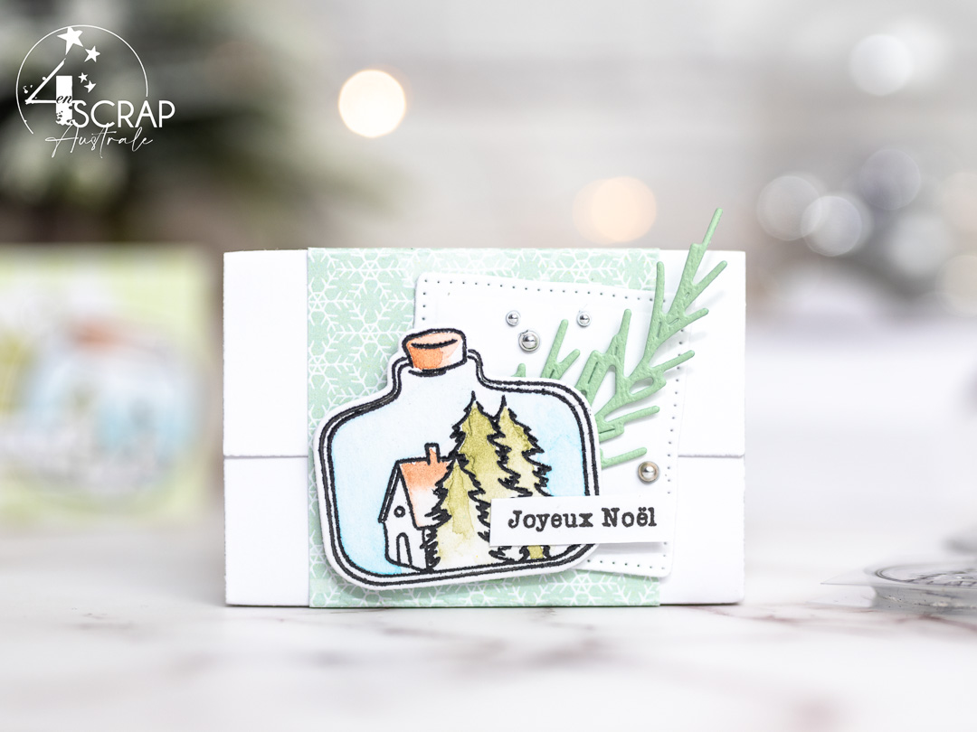 Super invitation à créer de 4enscrap : Création de petites boites cadeaux pour invités et gourmandises chocolatées, décorées par les jolies bonbonnes d'hiver de 4enscrap.